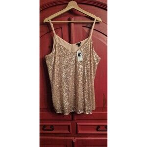 NWT Torrid Size 1 14-16 Sophie Rose Gold Sequin Swing Cami Tank Top Shirt Dressy